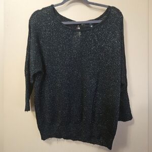 Mossimo Women's Size M Metalic Thread Black Sweater 3/4 Sleeve